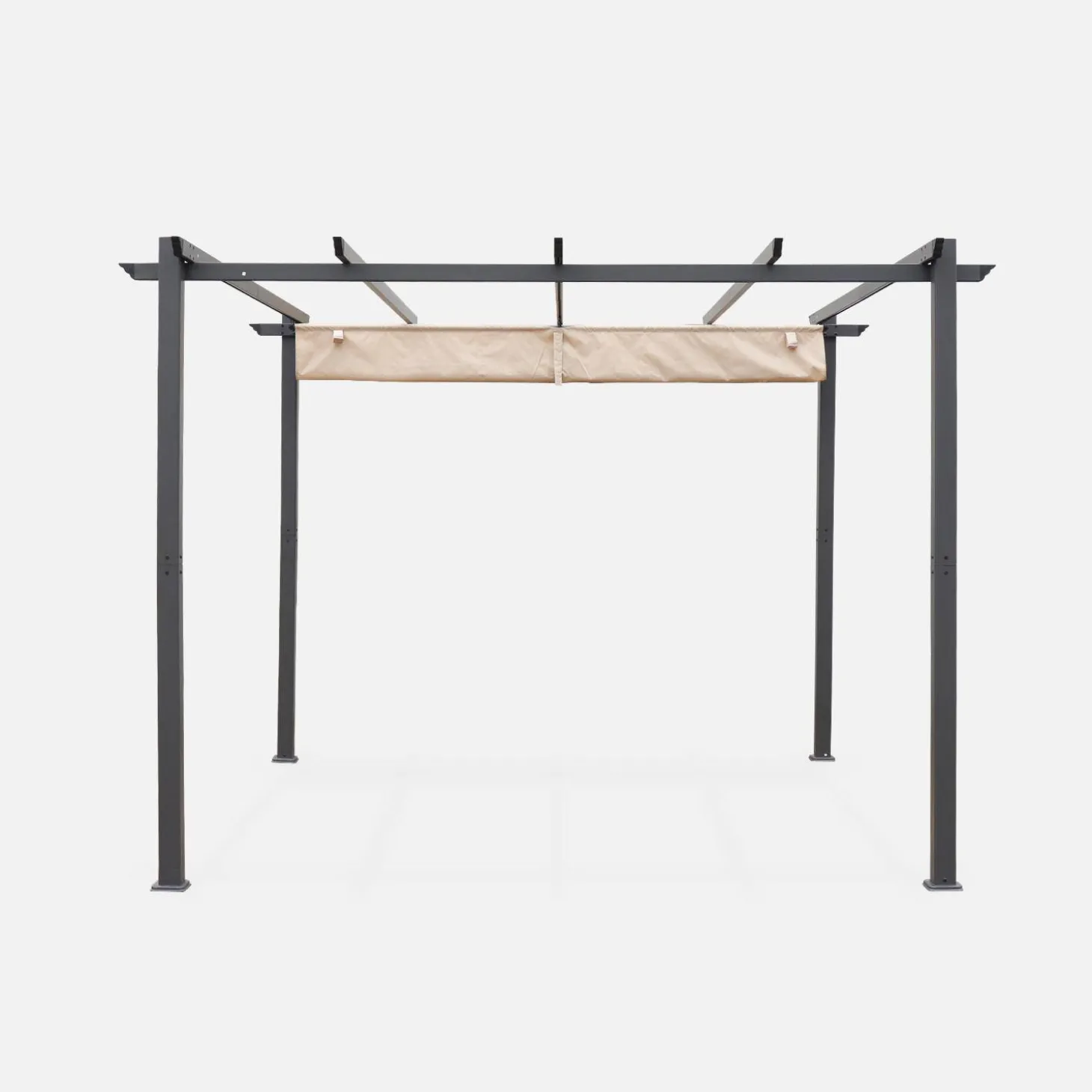 Pergola, aluminium, 3x3m, met uitschuifbaar zonnescherm