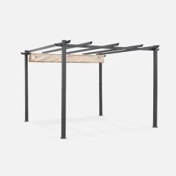 Pergola, aluminium, 3x3m, met uitschuifbaar zonnescherm