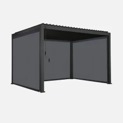 Pergola met lamellendak 4x3m met 2 zonneschermen 3m en 1 zonnescherm 4m