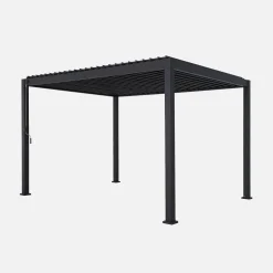 Pergola met lamellendak 4x3m met 2 zonneschermen 3m en 1 zonnescherm 4m