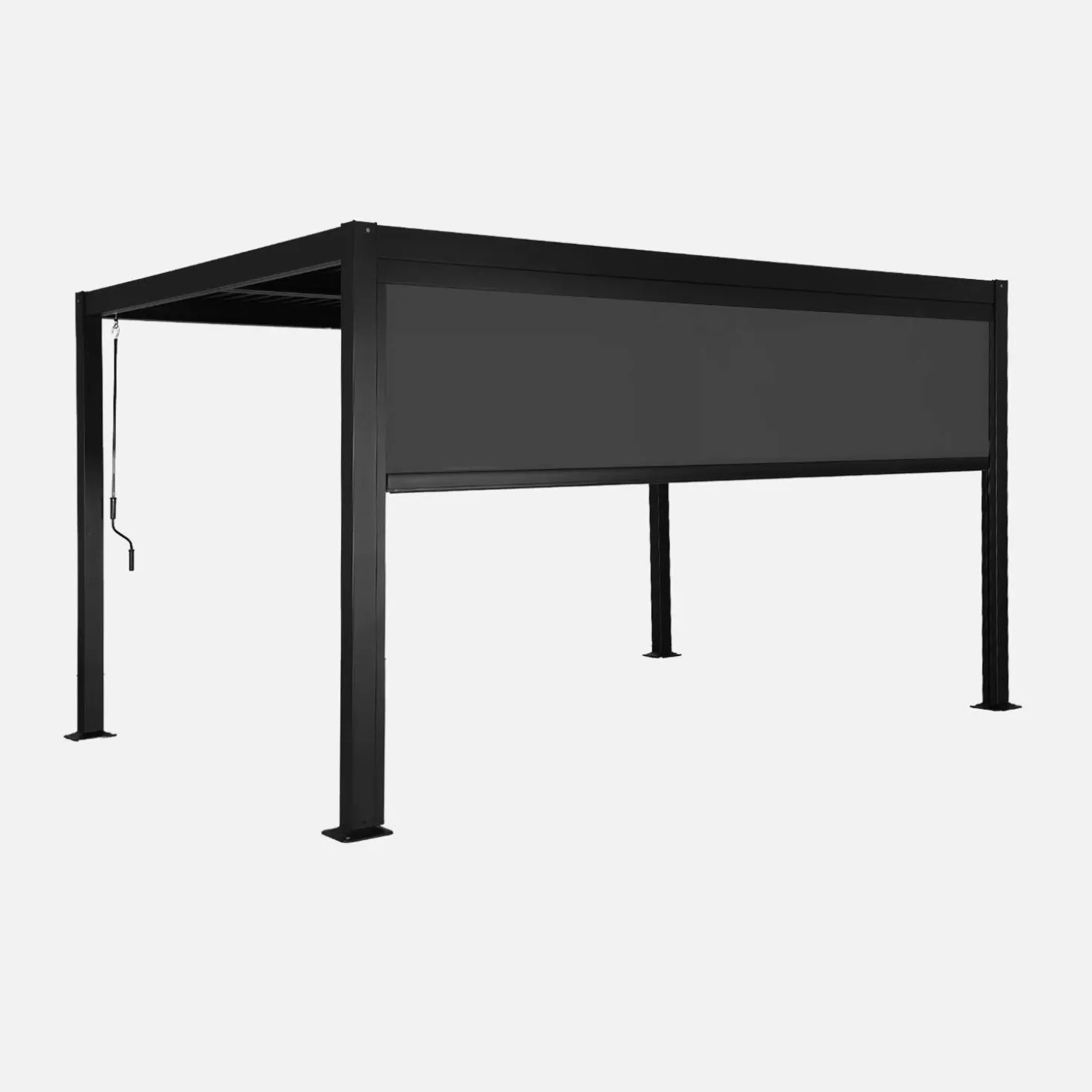 Pergola met lamellendak 4x3m met zonnescherm 4m