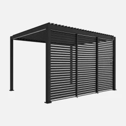 Pergola met lamellendak 4x3m met 3 vaste lamellenwanden 130cm