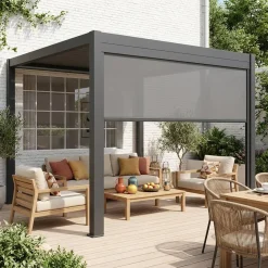 Pergola met lamellendak 4x3m met zonnescherm 3m