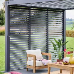Pergola met lamellendak 4x3m met 3 vaste lamellenwanden 100cm