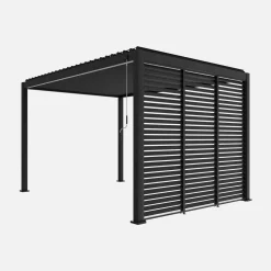 Pergola met lamellendak 4x3m met 3 vaste lamellenwanden 100cm