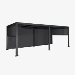 Pergola met lamellendak 6x3m met 4 zonneschermen 3m