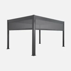 Pergola met lamellendak 4x3m met 1 zonnescherm van 3m en 1 van 4m