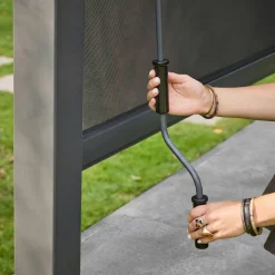 Pergola met lamellendak 4x3m met 1 zonnescherm van 3m en 1 van 4m