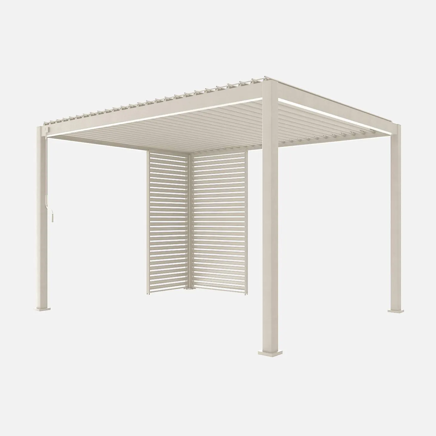 Pergola met lamellendak 4x3m met lamellenwand 100cm en 130cm