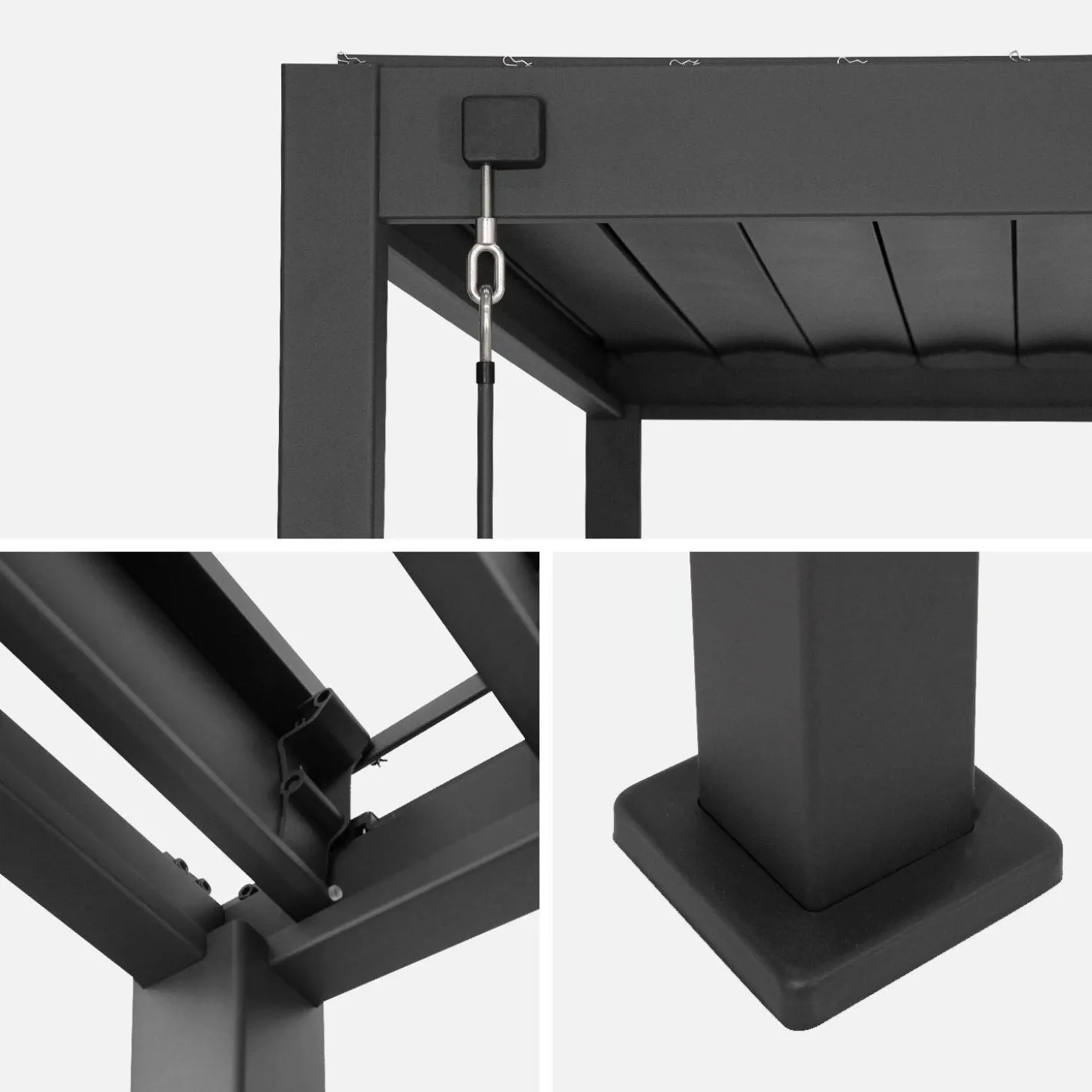 Pergola met lamellendak 4x3m met verticale lamellenwand 4m