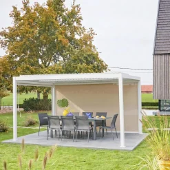 Pergola met lamellendak 4x3m met zonnescherm 4m
