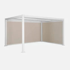 Pergola met lamellendak 4x3m met 1 zonnescherm van 3m en 1 van 4m