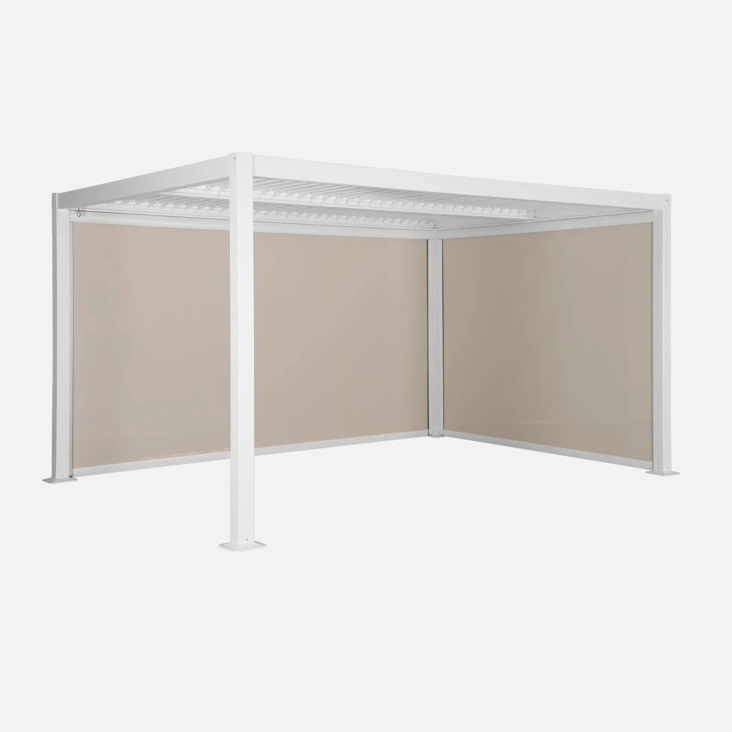 Pergola met lamellendak 4x3m met 1 zonnescherm van 3m en 1 van 4m