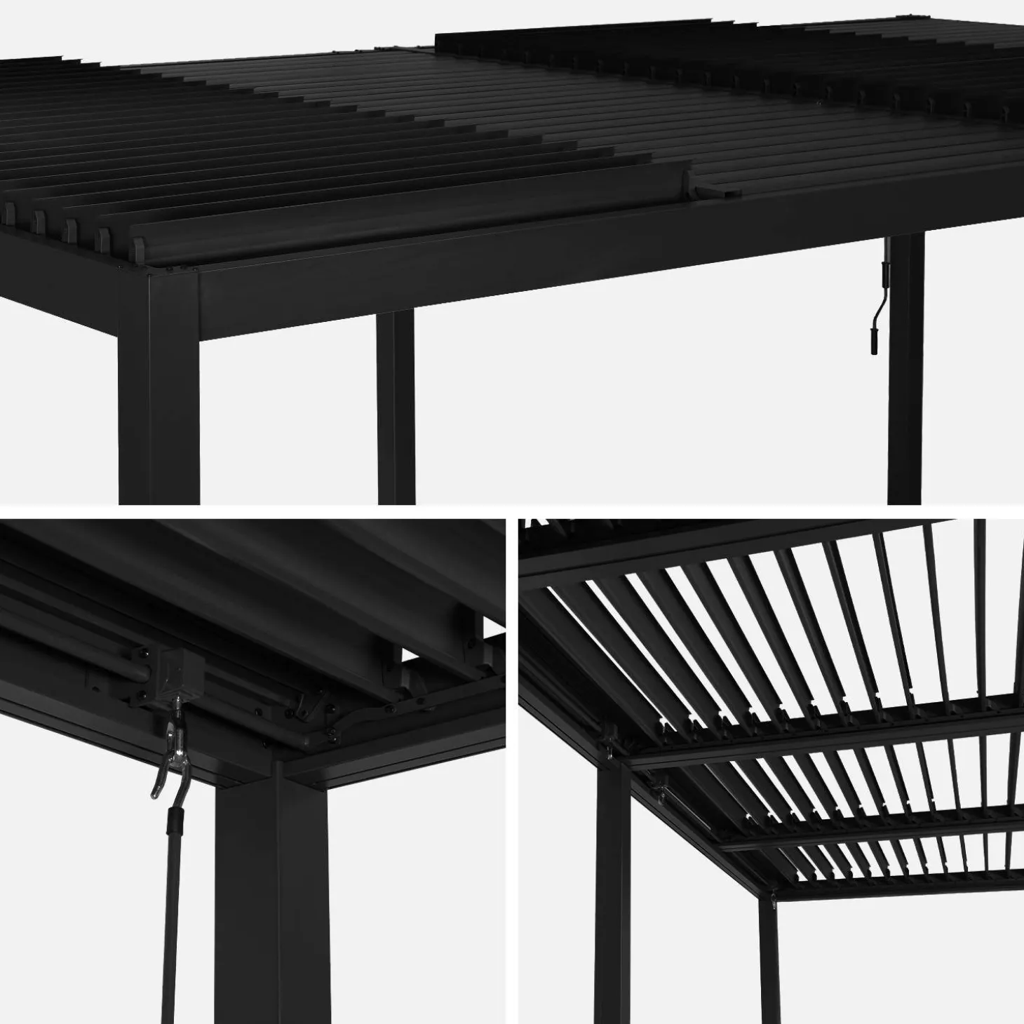 Pergola met lamellendak 6x3m met 2 zonneschermen 3m