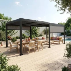 Pergola met lamellendak 6x3m met 2 zonneschermen 3m