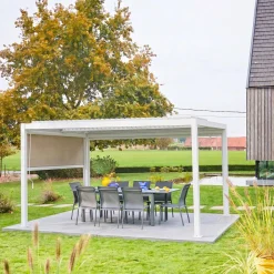 Pergola met lamellendak 4x3m met zonnescherm 3m