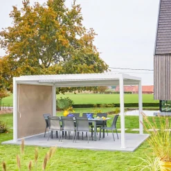 Pergola met lamellendak 4x3m met zonnescherm 3m