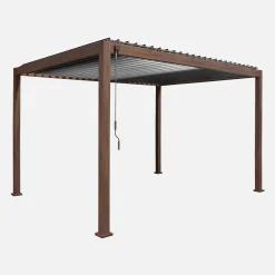 Pergola met lamellendak 4x3m met 1 zonnescherm 3m en 1 zonnescherm 4m