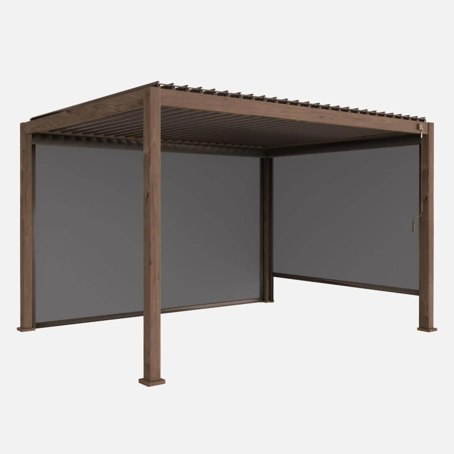 Pergola met lamellendak 4x3m met 1 zonnescherm 3m en 1 zonnescherm 4m