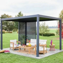 Pergola met lamellendak 4x3m met lamellenwand 100cm en 130cm
