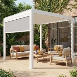 Pergola met lamellendak 3x3m met zonnescherm 3m