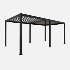 Pergola met lamellendak 6x3m met 4 zonneschermen 3m