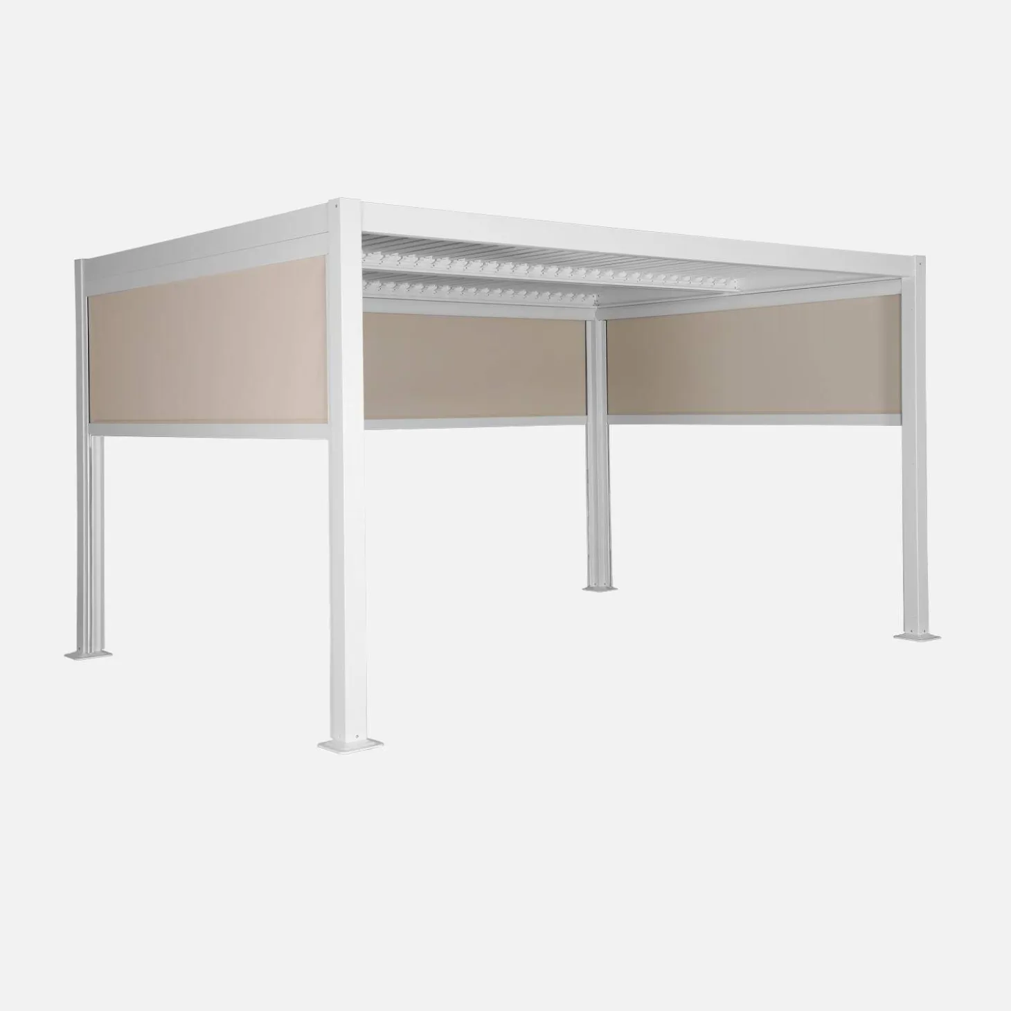 Pergola met lamellendak 4x3m met 2 zonneschermen van 3m en 1 van 4m