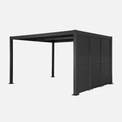 Pergola met lamellendak 4x3m met 3 verstelbare lamellenwanden 100cm