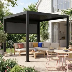 Pergola met lamellendak 3x3m met zonnescherm 3m