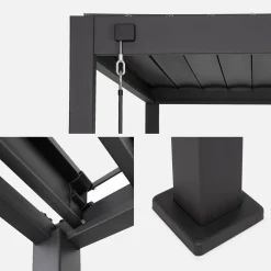 Pergola met lamellendak 3x3m met 2 zonneschermen 3m
