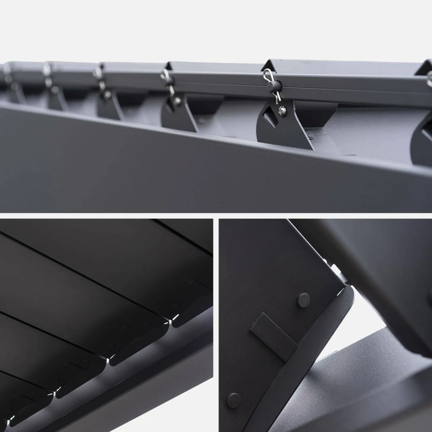 Pergola met lamellendak 3x3m met 2 zonneschermen 3m