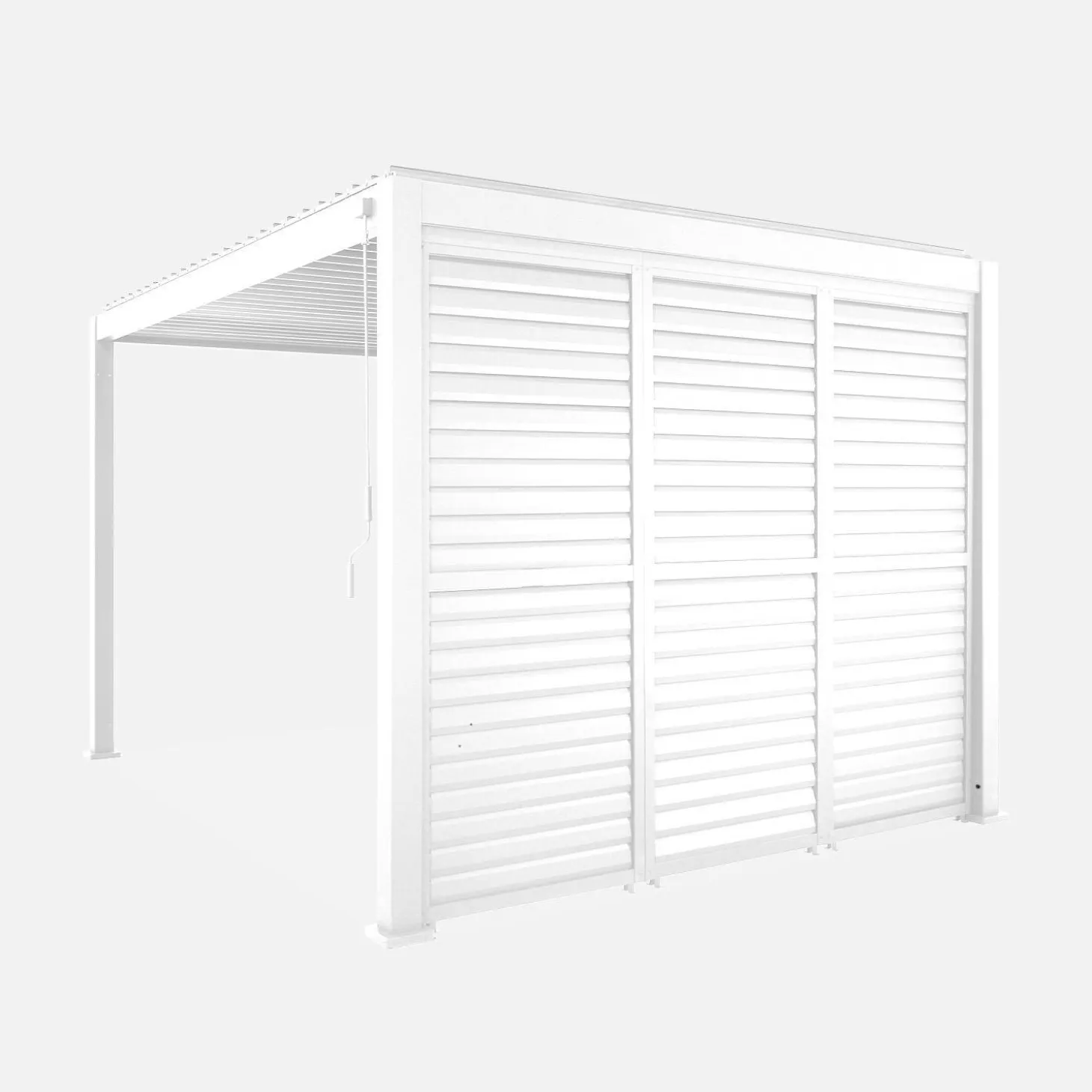 Pergola met lamellendak 4x3m met 3 lamellenwanden 100cm