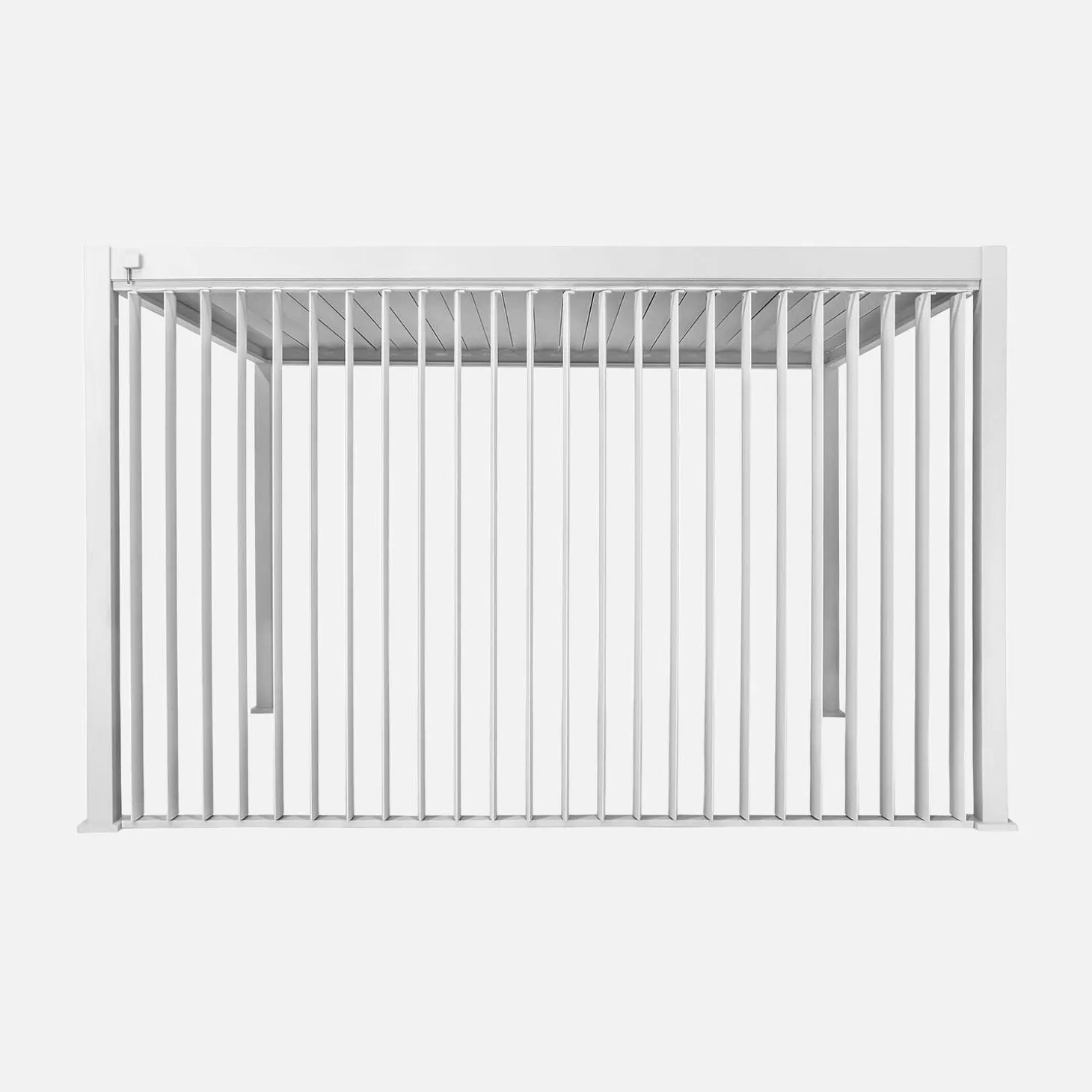 Pergola met lamellendak 4x3m met verticale lamellenwand 4m