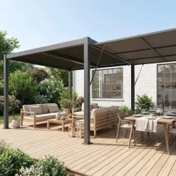 Pergola met lamellendak 4x3m met luifel 4m