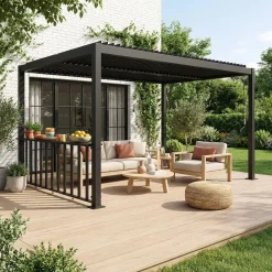Pergola met lamellendak 3x3m met bar 3m