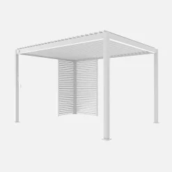 Pergola met lamellendak 4x3m met lamellenwand 100cm en 130cm