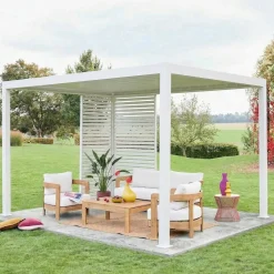 Pergola met lamellendak 4x3m met lamellenwand 100cm en 130cm