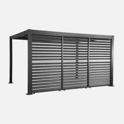 Pergola met lamellendak 4x3m met 3 vaste lamellenwanden 130cm