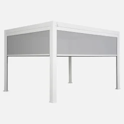 Pergola met lamellendak 4x3m met 1 zonnescherm 3m en 1 zonnescherm 4m