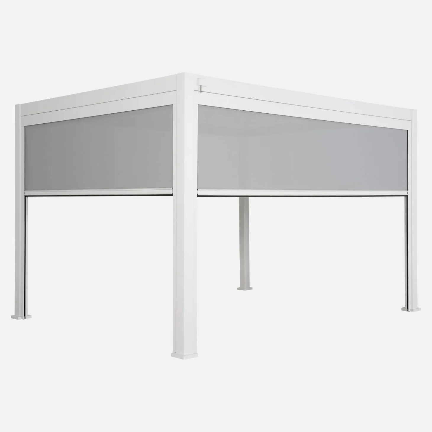 Pergola met lamellendak 4x3m met 1 zonnescherm 3m en 1 zonnescherm 4m