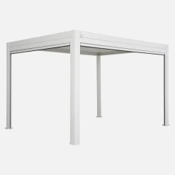 Pergola met lamellendak 4x3m met 1 zonnescherm 3m en 1 zonnescherm 4m