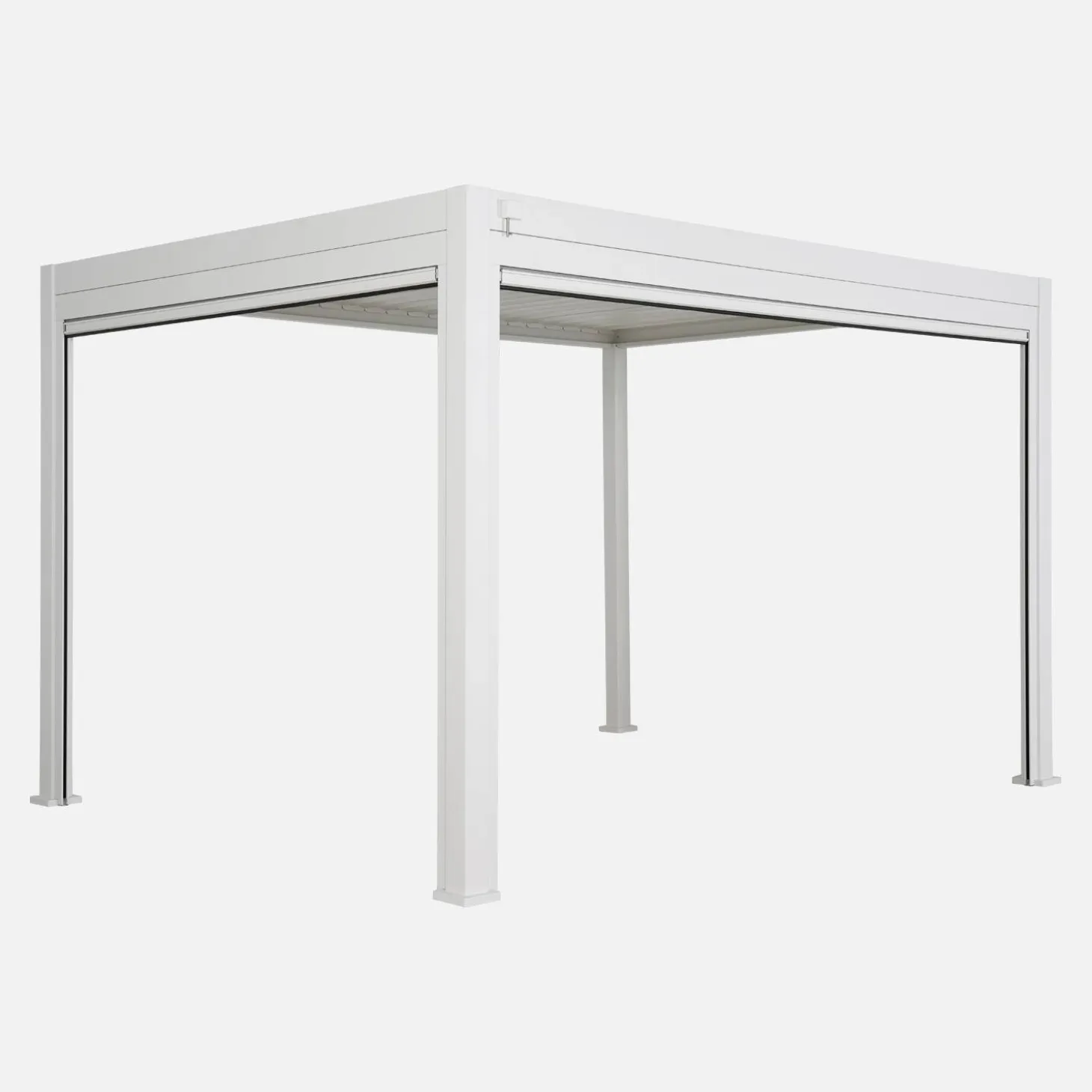 Pergola met lamellendak 4x3m met 1 zonnescherm 3m en 1 zonnescherm 4m