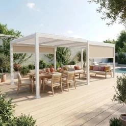 Pergola met lamellendak 6x3m met 2 zonneschermen 3m