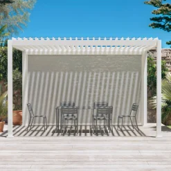 Pergola met lamellendak 4x3m met zonnescherm 4m