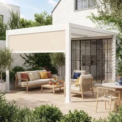 Pergola met lamellendak 3x3m met zonnescherm 3m