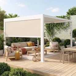 Pergola met lamellendak 3x3m met zonnescherm 3m