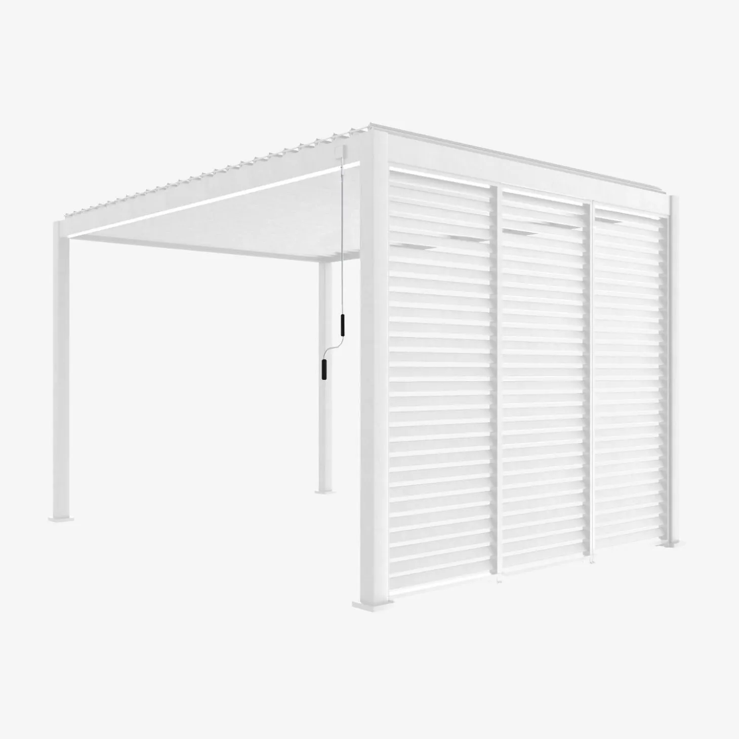 Pergola met lamellendak 4x3m met 3 vaste lamellenwanden 100cm