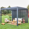 Pergola met lamellendak 4x3m met 3 verticale lamellenwanden 130 cm