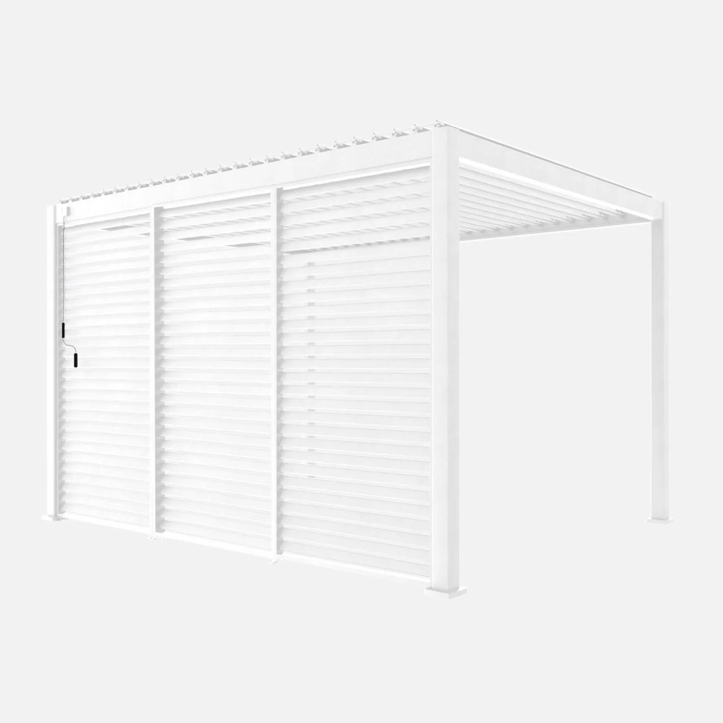 Pergola met lamellendak 4x3m met 3 vaste lamellenwanden 130cm