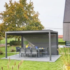 Pergola met lamellendak 4x3m met zonnescherm 4m